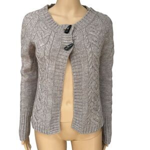H&M LOGG tan Wool/alpaca Knit Two Top Button cardigan Sweater size S